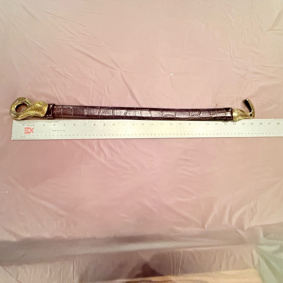 Chico's Gold and Brown Crocodile Embossed Leather 1”Belt Size M/L - Picture 6 of 7